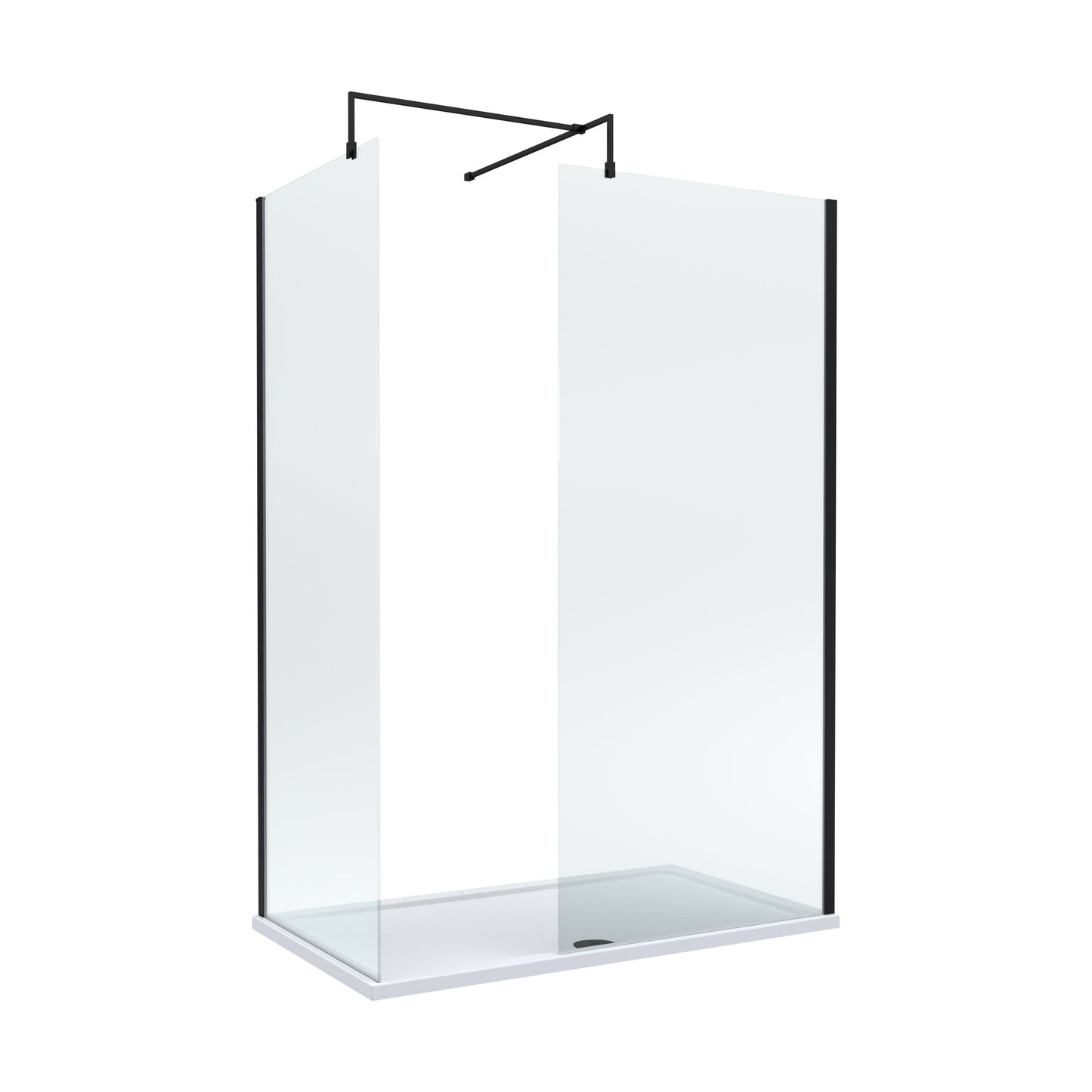 [BEZW185003MB] Balterley Walk-In Wetroom Bundle with Tray and Waste, 1400x700mm, Matt Black - Cutout