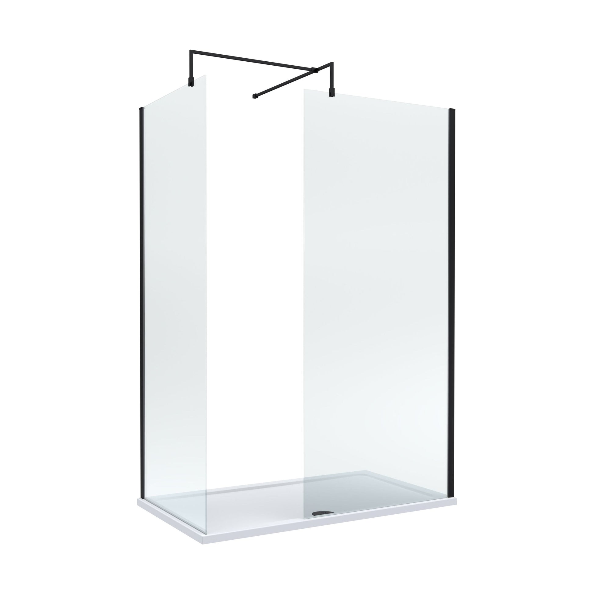 [BEZW185003MB] Balterley Walk-In Wetroom Bundle with Tray and Waste, 1400x700mm, Matt Black - Cutout