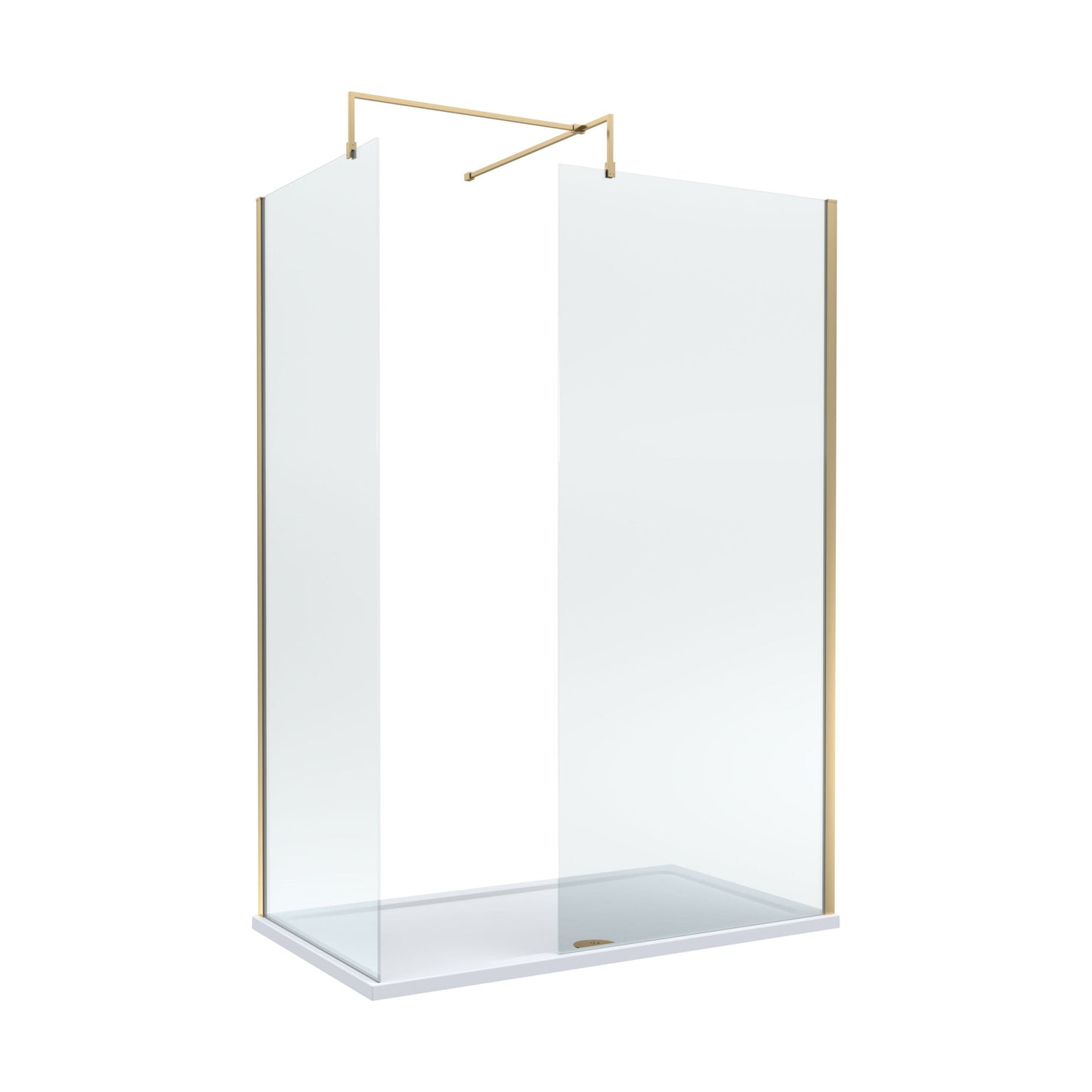 [BEZW185004BB] Balterley Walk-In Wetroom Bundle with Tray and Waste, 1400x800mm, Brushed Brass - Cutout