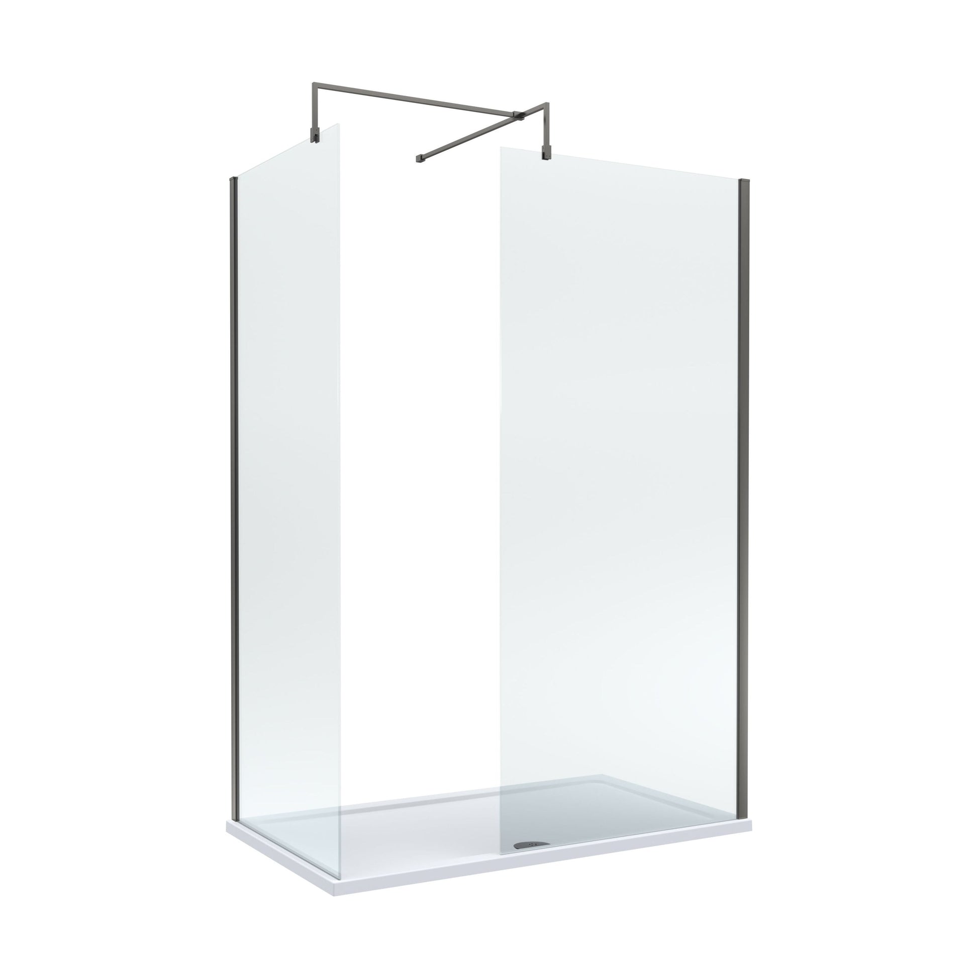 [BEZW185004GM] Balterley Walk-In Wetroom Bundle with Tray and Waste, 1400x800mm, Gunmetal - Cutout