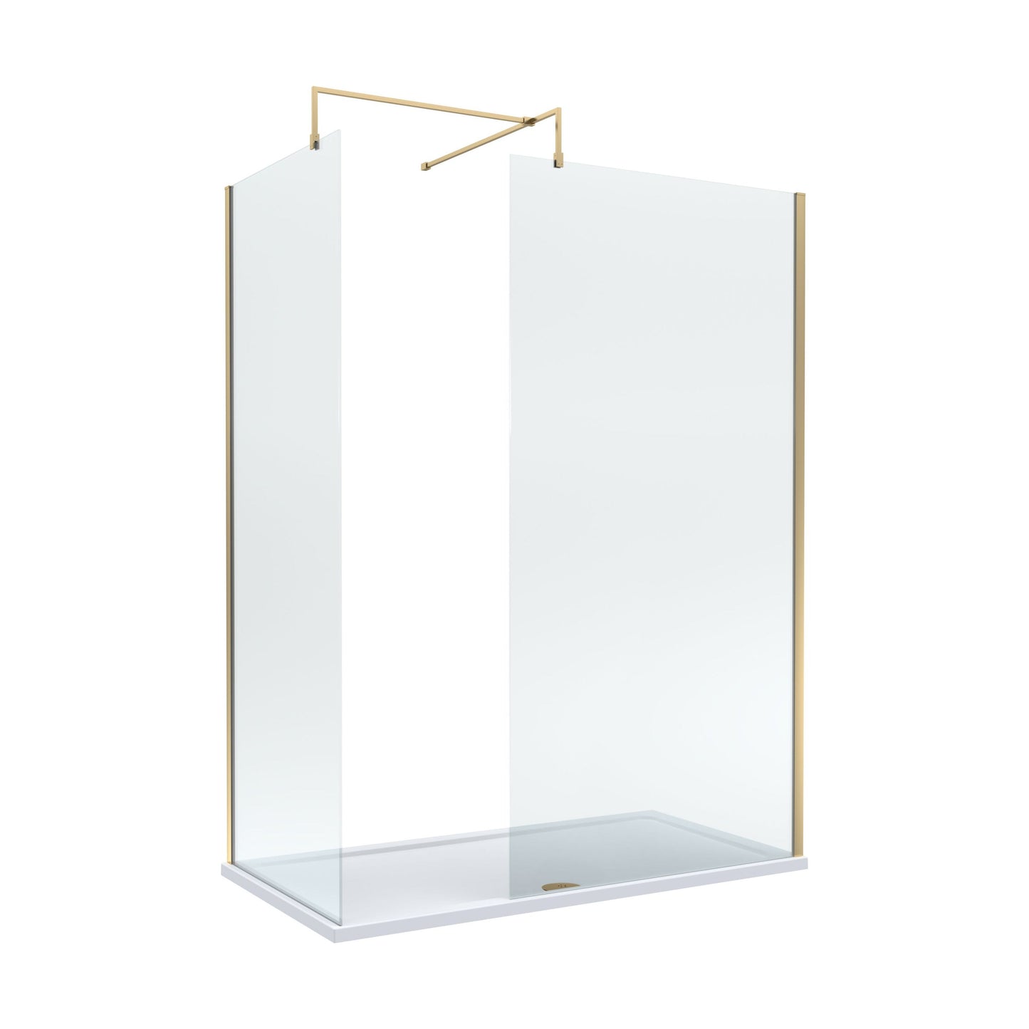 [BEZW185005BB] Balterley Walk-In Wetroom Bundle with Tray and Waste, 1500x700mm, Brushed Brass - Cutout