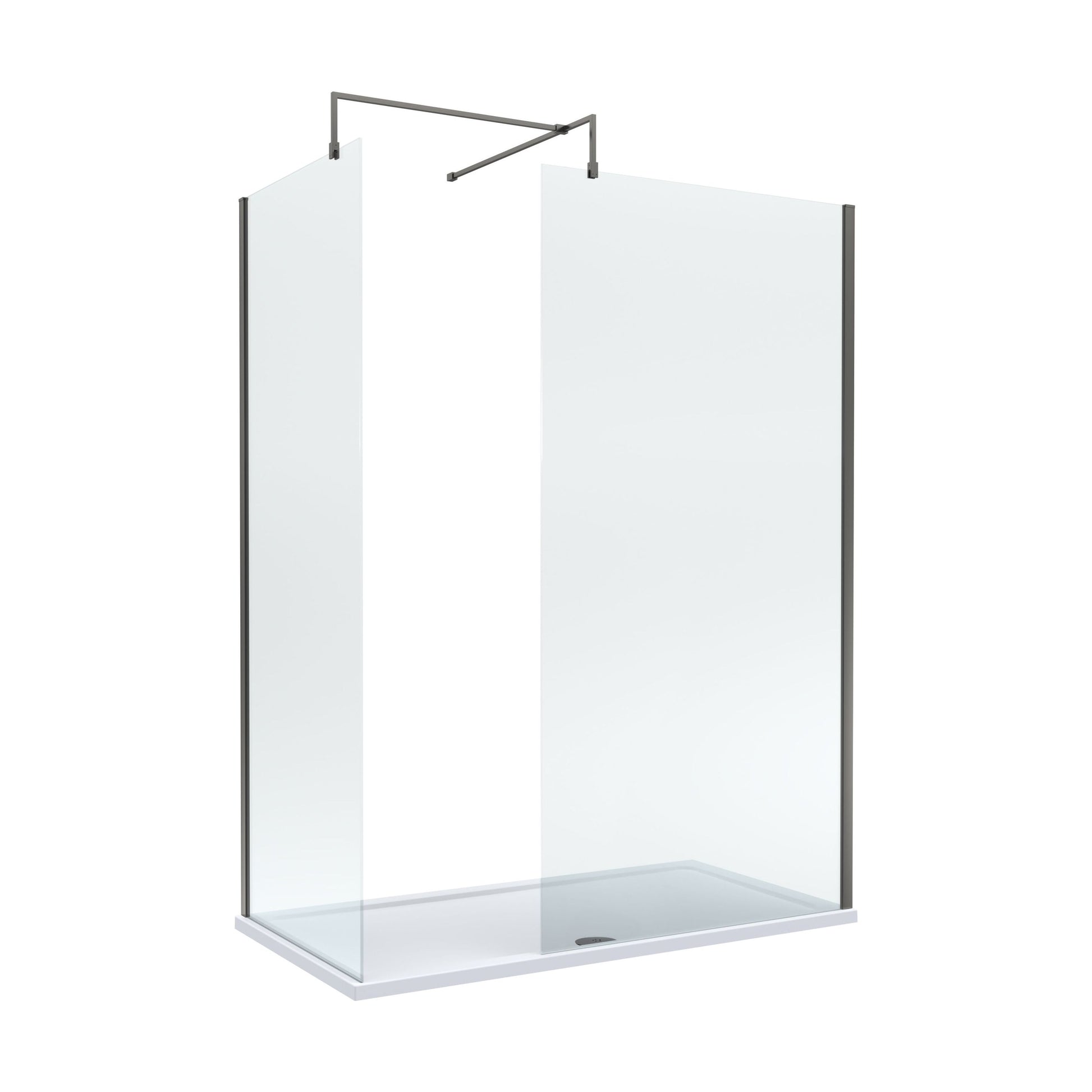 [BEZW185005GM] Balterley Walk-In Wetroom Bundle with Tray and Waste, 1500x700mm, Gunmetal - Cutout
