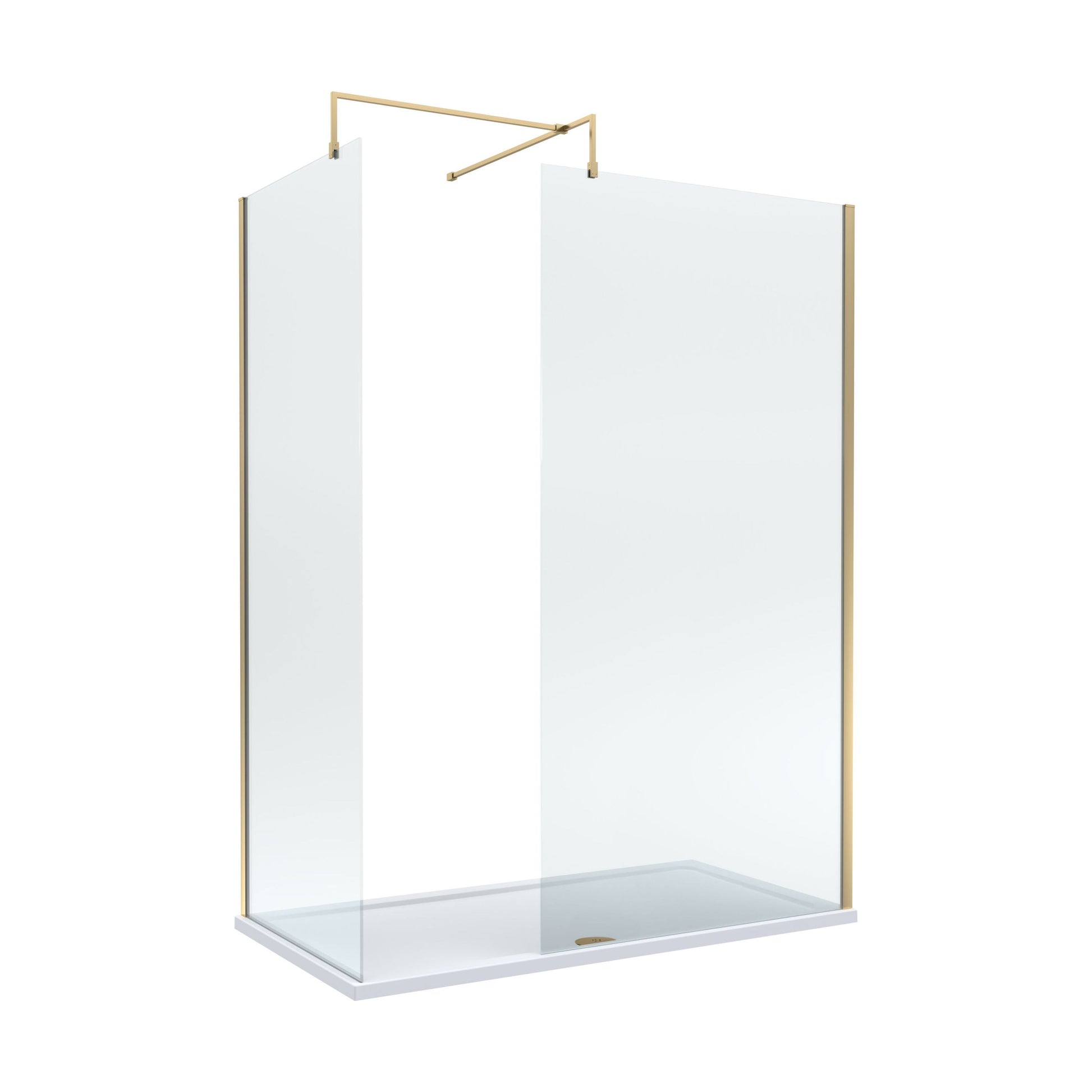 [BEZW185006BB] Balterley Walk-In Wetroom Bundle with Tray and Waste, 1500x800mm, Brushed Brass - Cutout