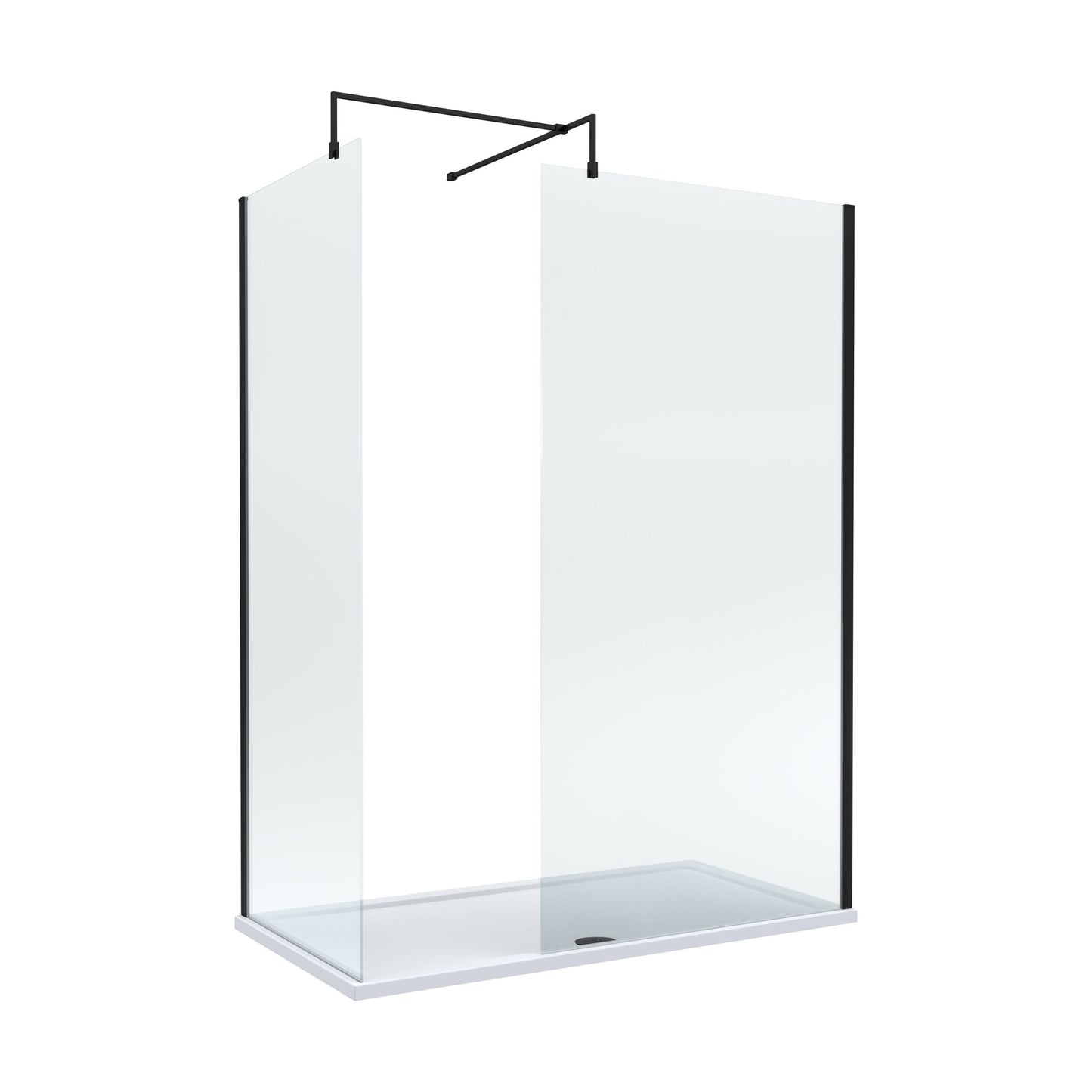 [BEZW185006MB] Balterley Walk-In Wetroom Bundle with Tray and Waste, 1500x800mm, Matt Black - Cutout