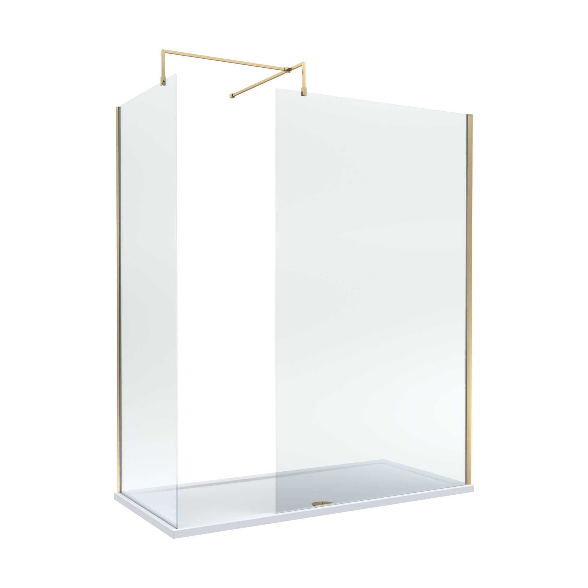 [BEZW185009BB] Balterley Walk-In Wetroom Bundle with Tray and Waste, 1700x700mm, Brushed Brass - Cutout