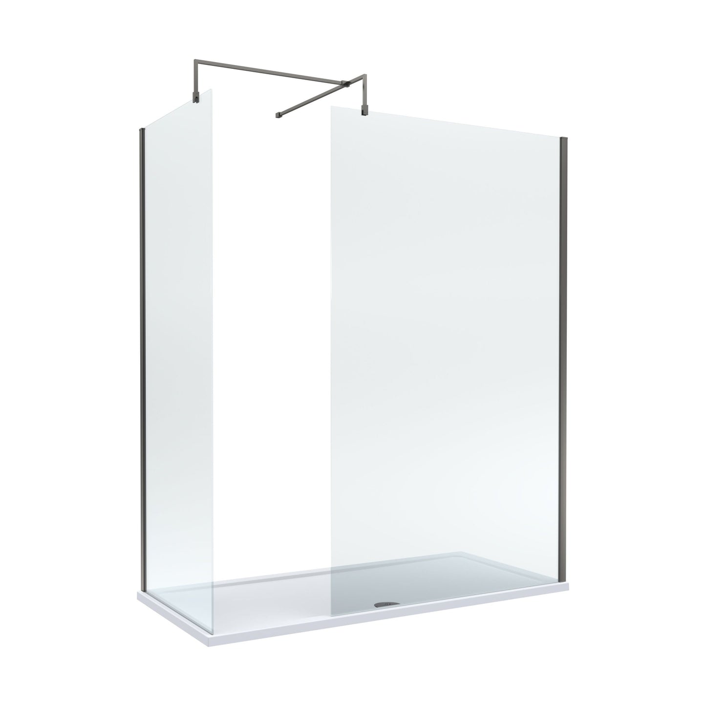 [BEZW185009GM] Balterley Walk-In Wetroom Bundle with Tray and Waste, 1700x700mm, Gunmetal - Cutout