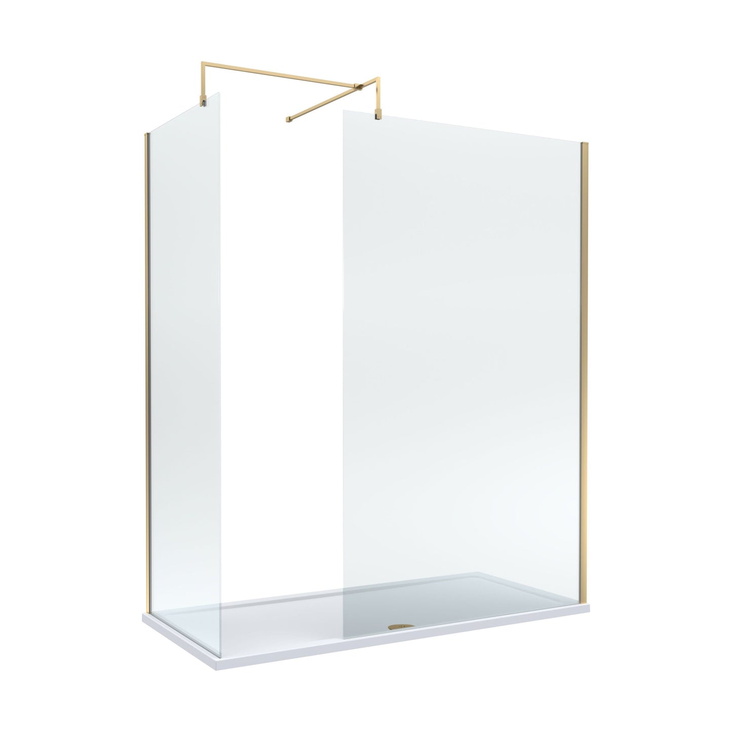 [BEZW185010BB] Balterley Walk-In Wetroom Bundle with Tray and Waste, 1700x800mm, Brushed Brass - Cutout