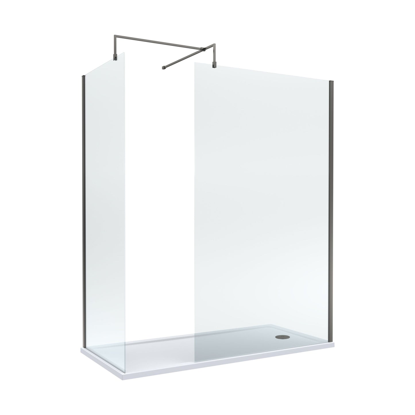 [BEZW185011GM] Balterley Walk-In Wetroom Bundle with Tray and Waste, 1700x700mm, Gunmetal - Cutout