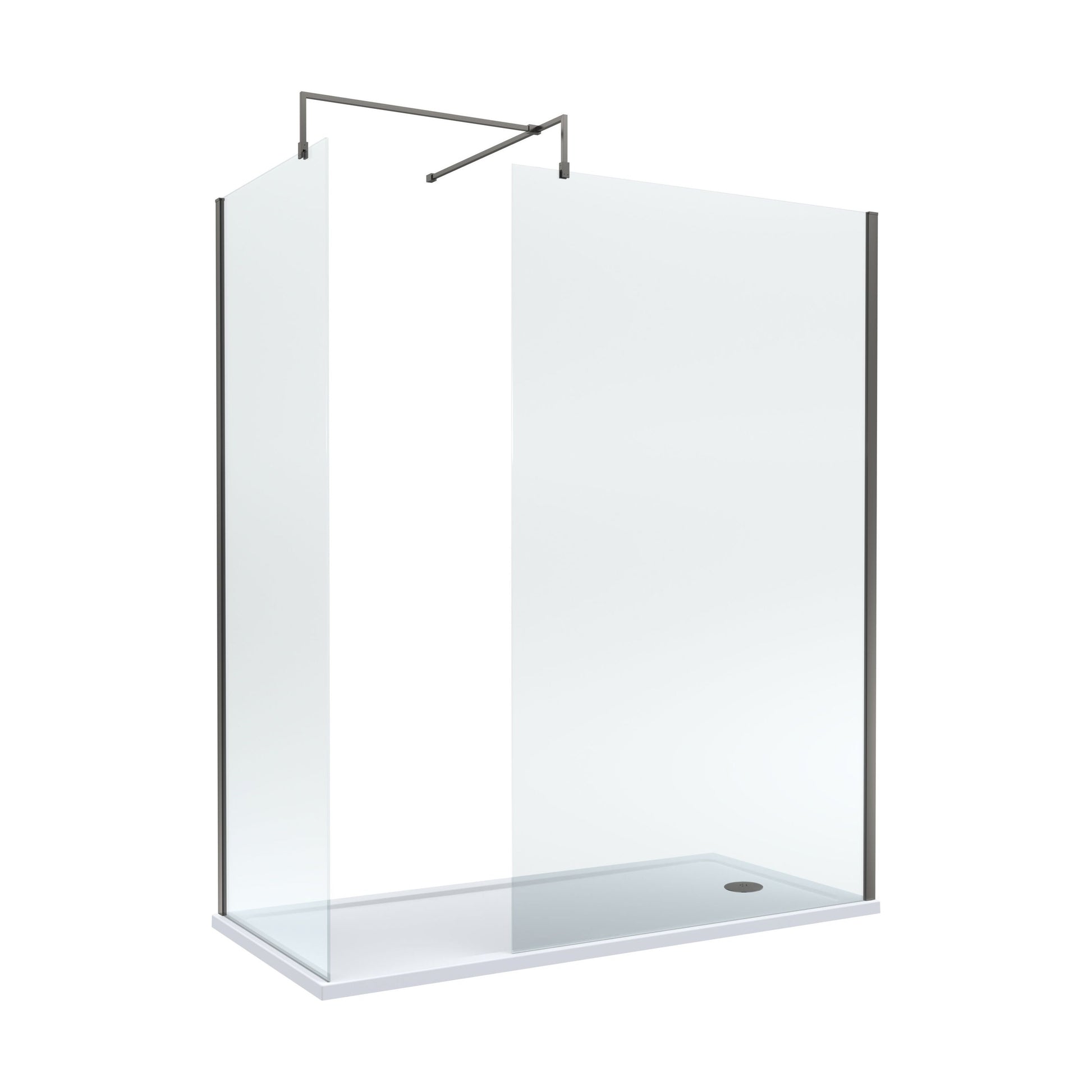 [BEZW185011GM] Balterley Walk-In Wetroom Bundle with Tray and Waste, 1700x700mm, Gunmetal - Cutout