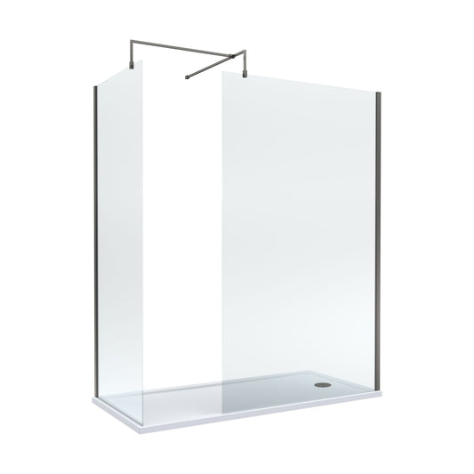 [BEZW185011GM] Balterley Walk-In Wetroom Bundle with Tray and Waste, 1700x700mm, Gunmetal - Cutout