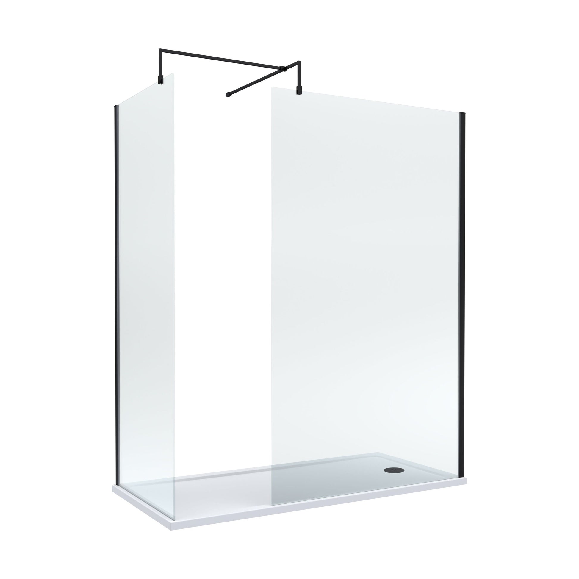 [BEZW185011MB] Balterley Walk-In Wetroom Bundle with Tray and Waste, 1700x700mm, Matt Black - Cutout