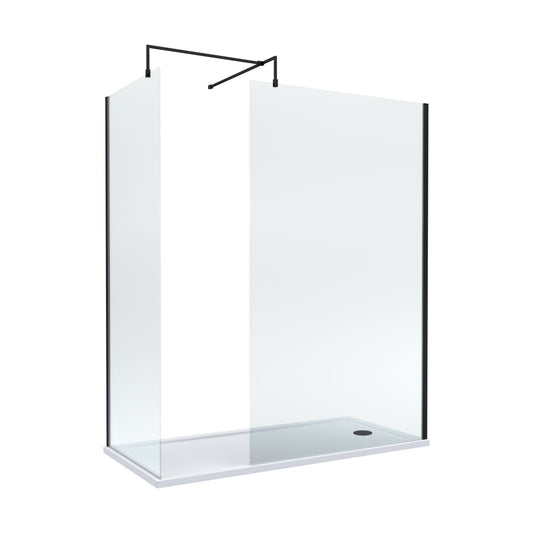 [BEZW185011MB] Balterley Walk-In Wetroom Bundle with Tray and Waste, 1700x700mm, Matt Black - Cutout