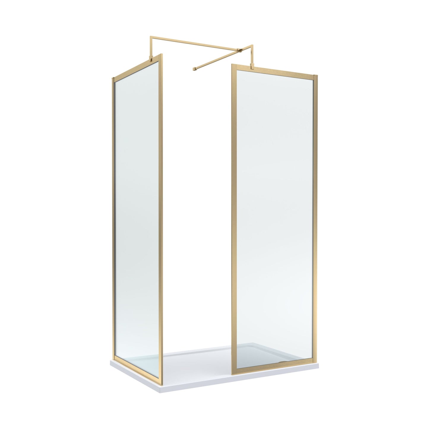 [BEZW185012BB] Balterley Framed Walk-In Wetroom Bundle with Tray and Waste, 1200x700mm, Brushed Brass - Cutout