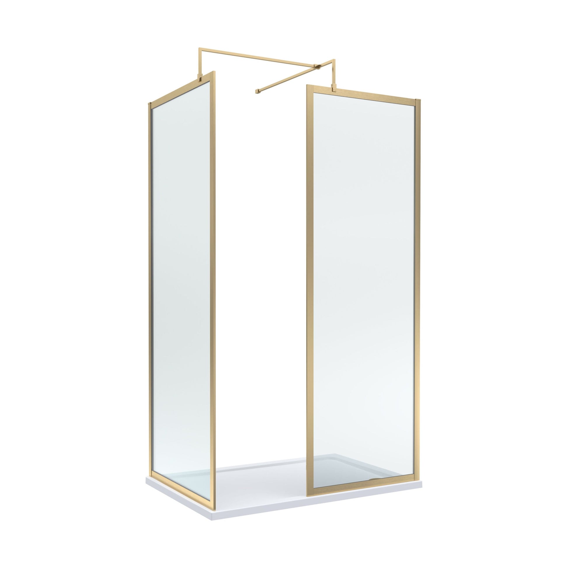 [BEZW185012BB] Balterley Framed Walk-In Wetroom Bundle with Tray and Waste, 1200x700mm, Brushed Brass - Cutout