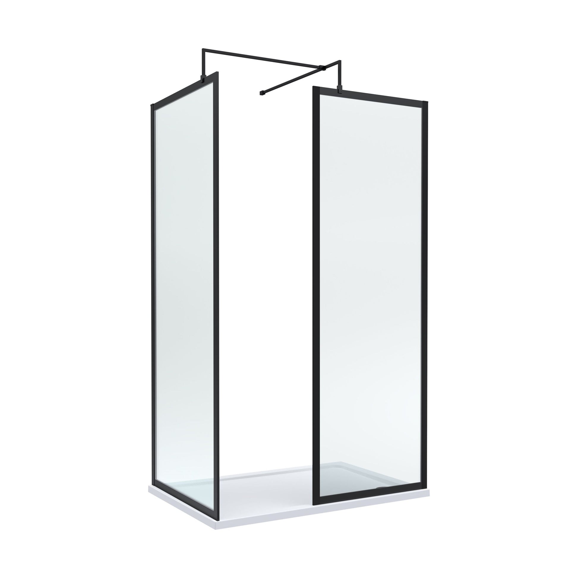 [BEZW185013MB] Balterley Framed Walk-In Wetroom Bundle with Tray and Waste, 1200x800mm, Matt Black - Cutout