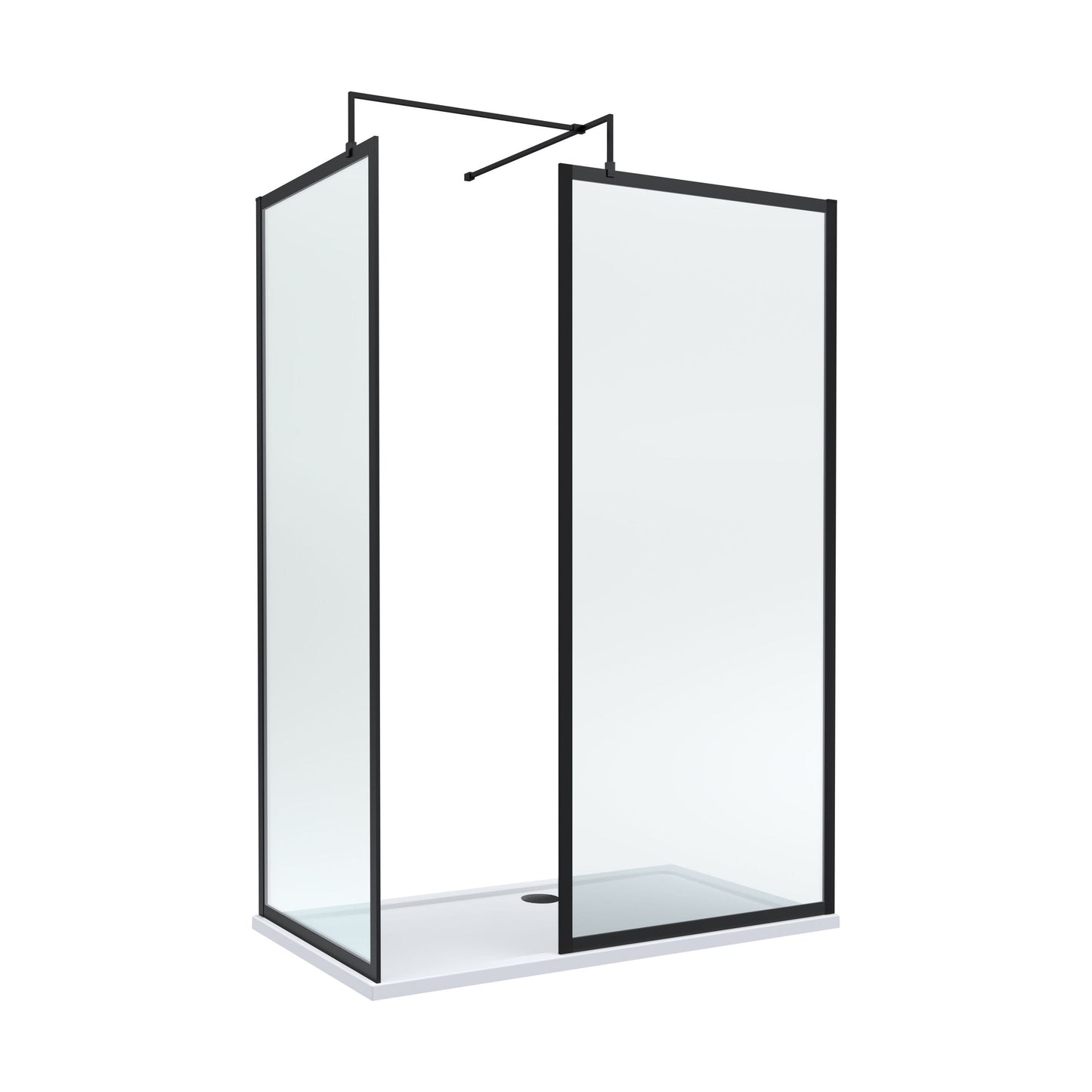 [BEZW185014MB] Balterley Framed Walk-In Wetroom Bundle with Tray and Waste, 1400x700mm, Matt Black - Cutout