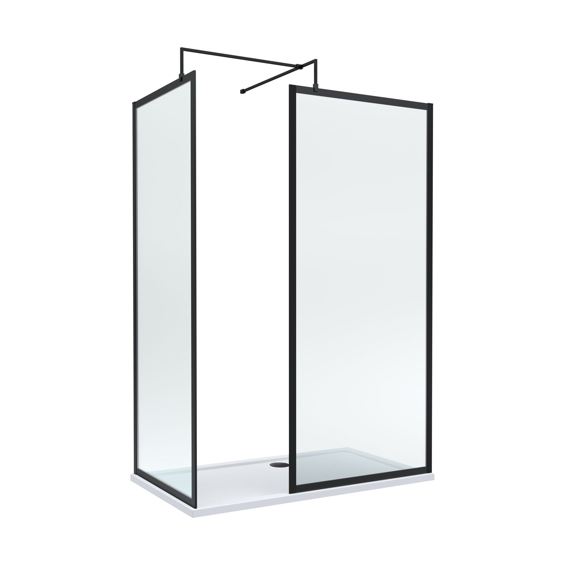 [BEZW185014MB] Balterley Framed Walk-In Wetroom Bundle with Tray and Waste, 1400x700mm, Matt Black - Cutout