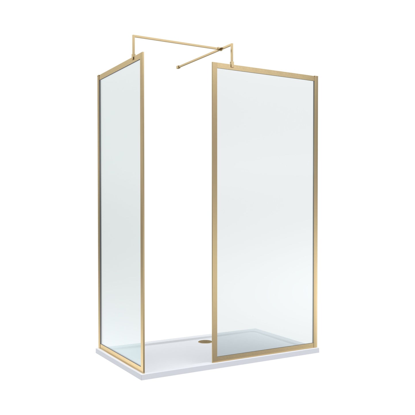 [BEZW185015BB] Balterley Framed Walk-In Wetroom Bundle with Tray and Waste, 1400x800mm, Brushed Brass - Cutout
