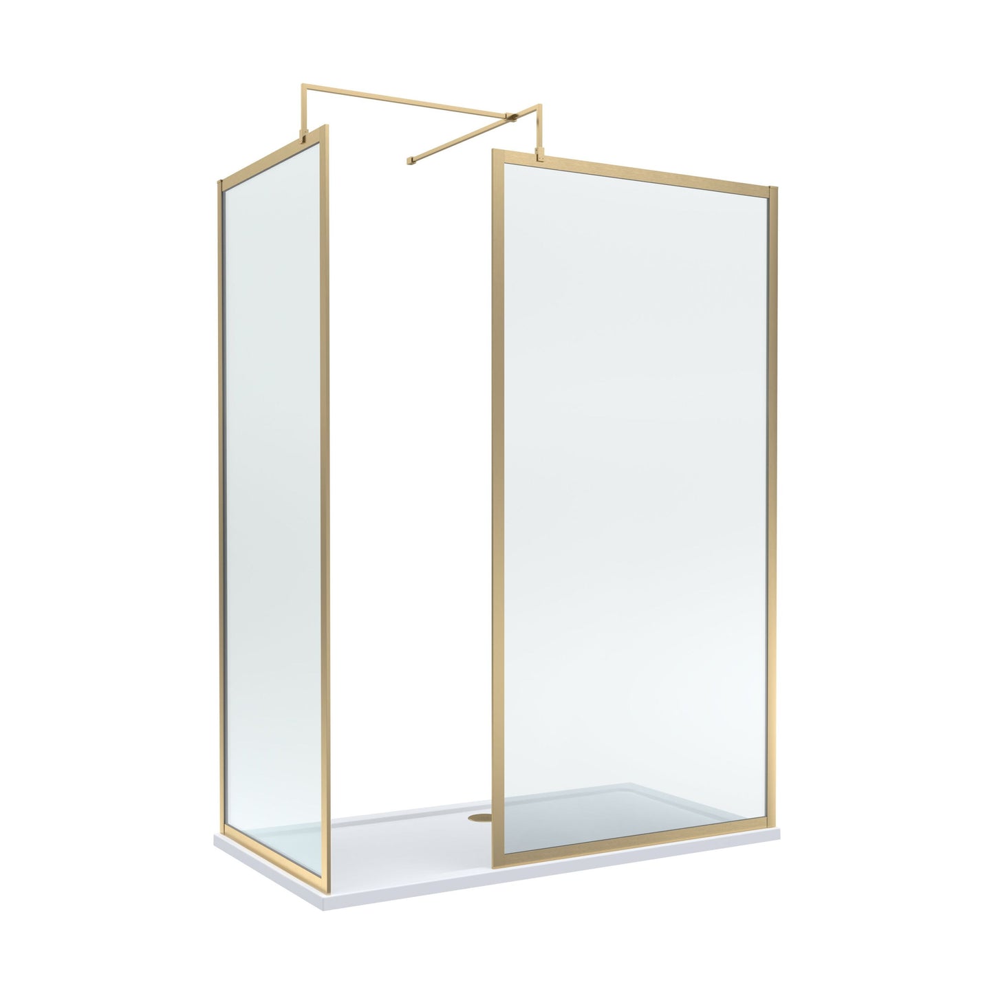 [BEZW185017BB] Balterley Framed Walk-In Wetroom Bundle with Tray and Waste, 1500x800mm, Brushed Brass - Cutout