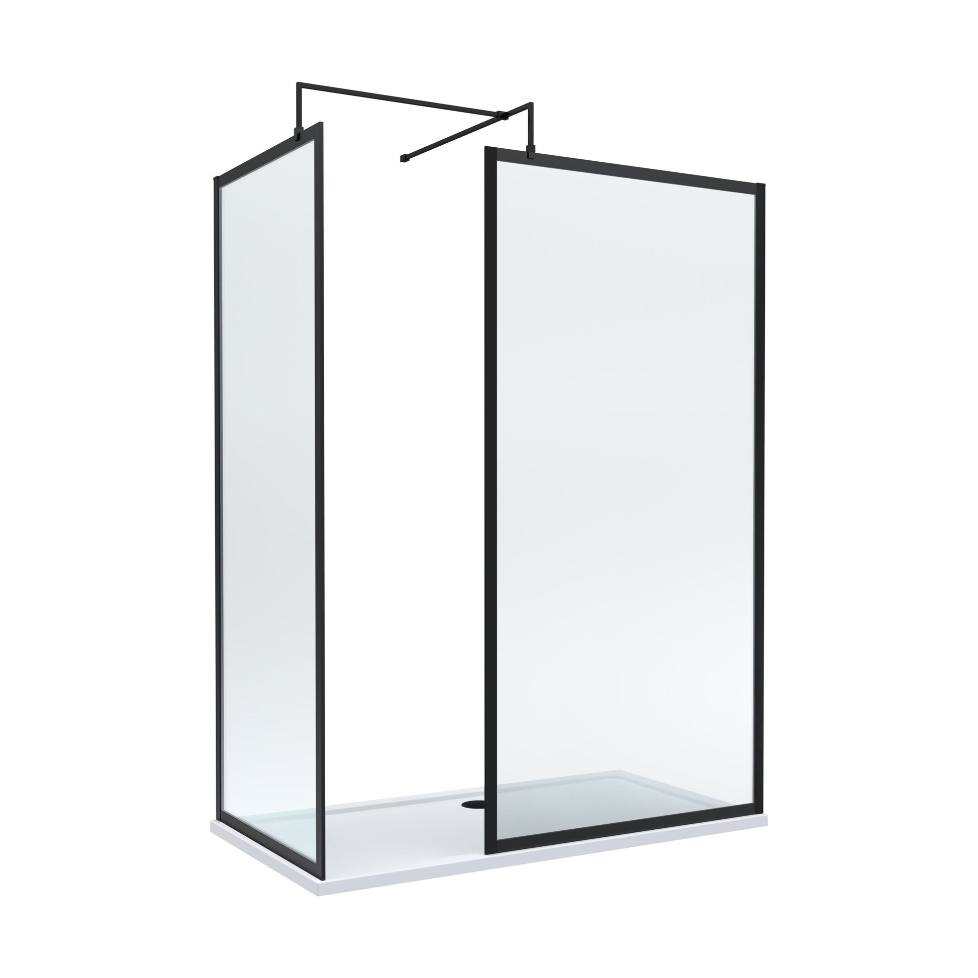 [BEZW185018MB] Balterley Framed Walk-In Wetroom Bundle with Tray and Waste, 1600x700mm, Matt Black - Cutout