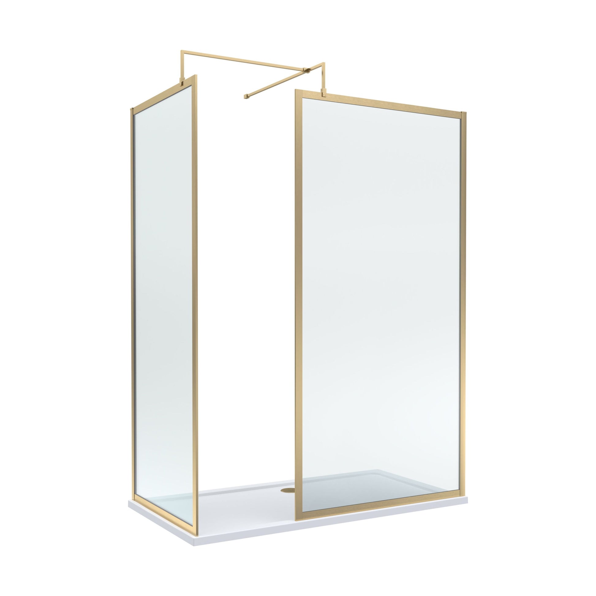 [BEZW185019BB] Balterley Framed Walk-In Wetroom Bundle with Tray and Waste, 1600x800mm, Brushed Brass - Cutout