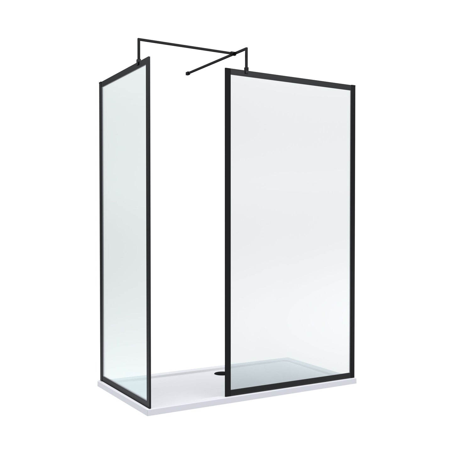 [BEZW185019MB] Balterley Framed Walk-In Wetroom Bundle with Tray and Waste, 1600x800mm, Matt Black - Cutout