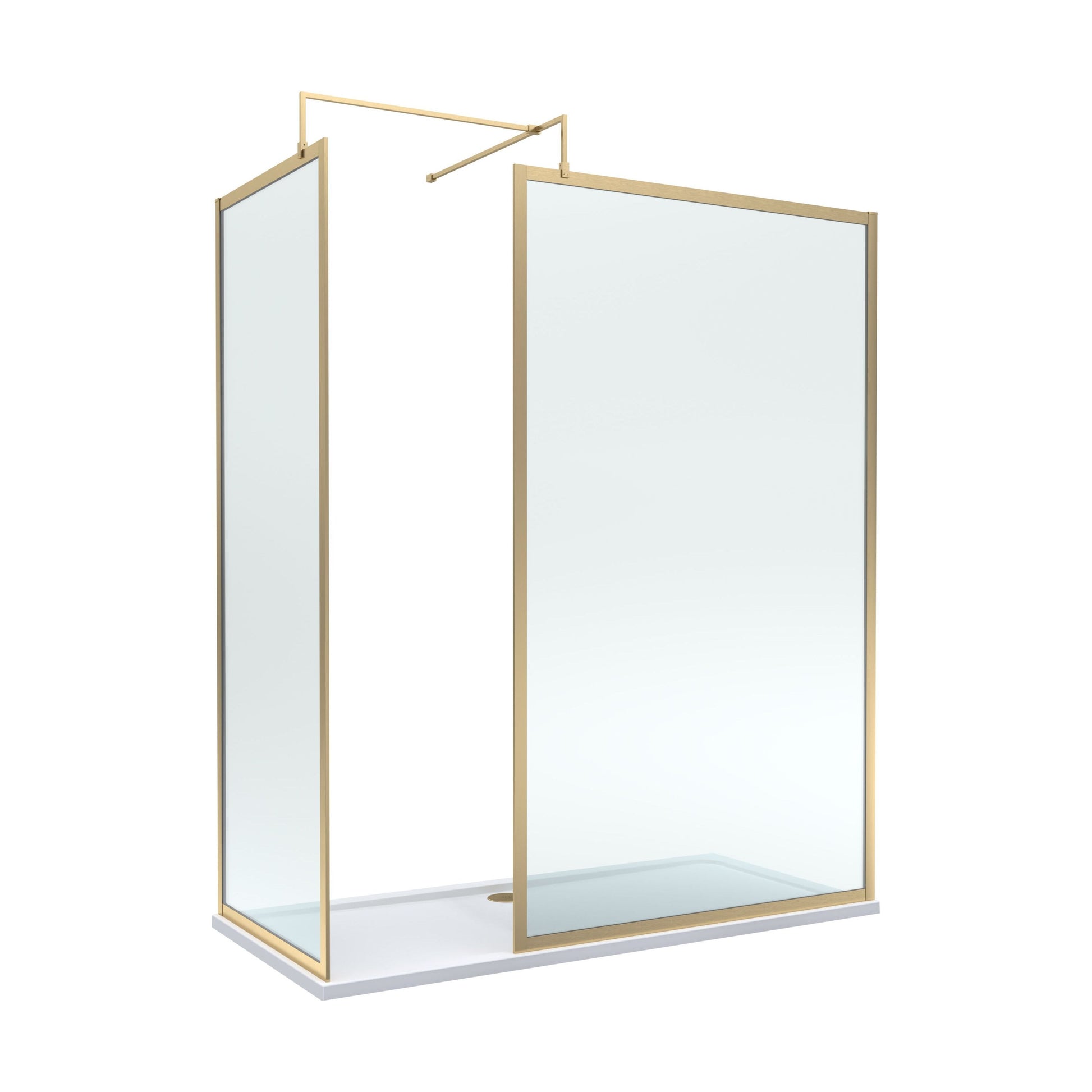 [BEZW185020BB] Balterley Framed Walk-In Wetroom Bundle with Tray and Waste, 1700x700mm, Brushed Brass - Cutout