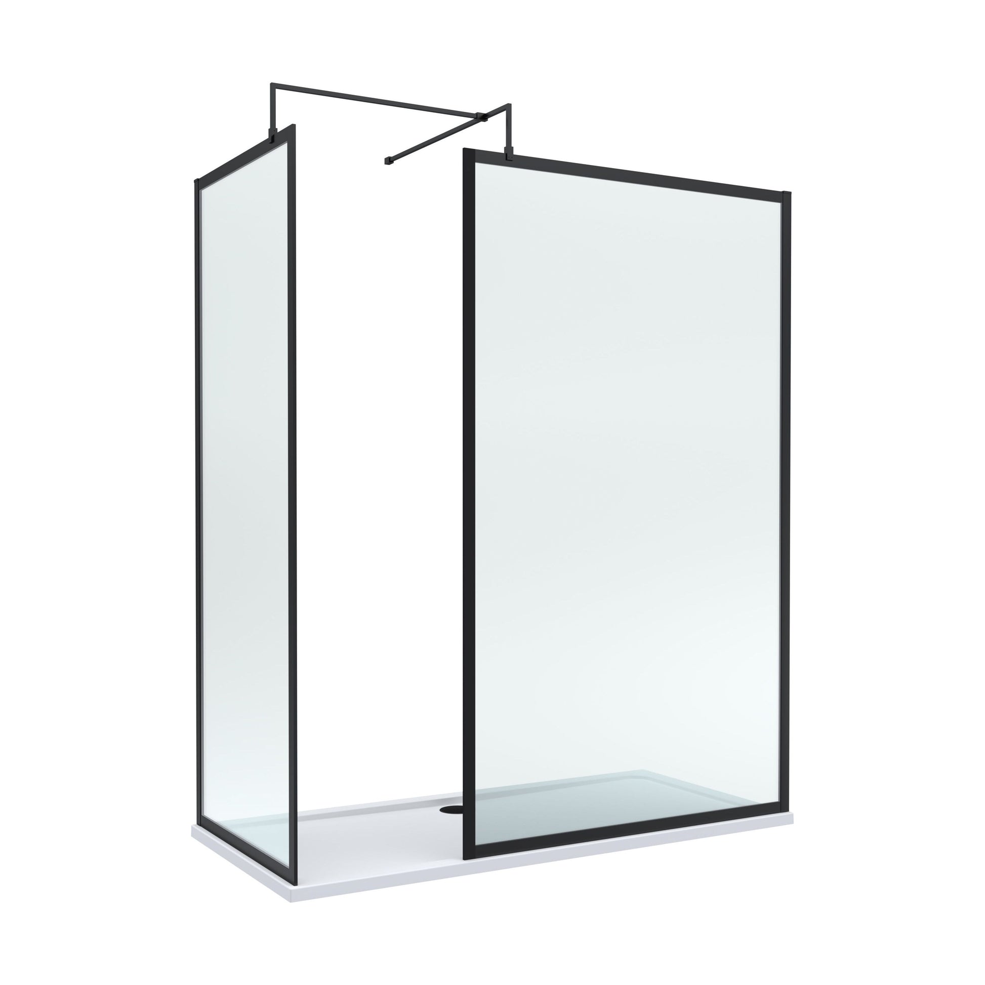 [BEZW185022MB] Balterley Framed Walk-In Wetroom Bundle with Tray and Waste, 1700x700mm, Matt Black - Cutout
