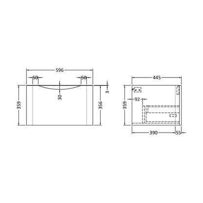 [BFAC194] 600 W/H Single Drawer Unit - Technical Drawing