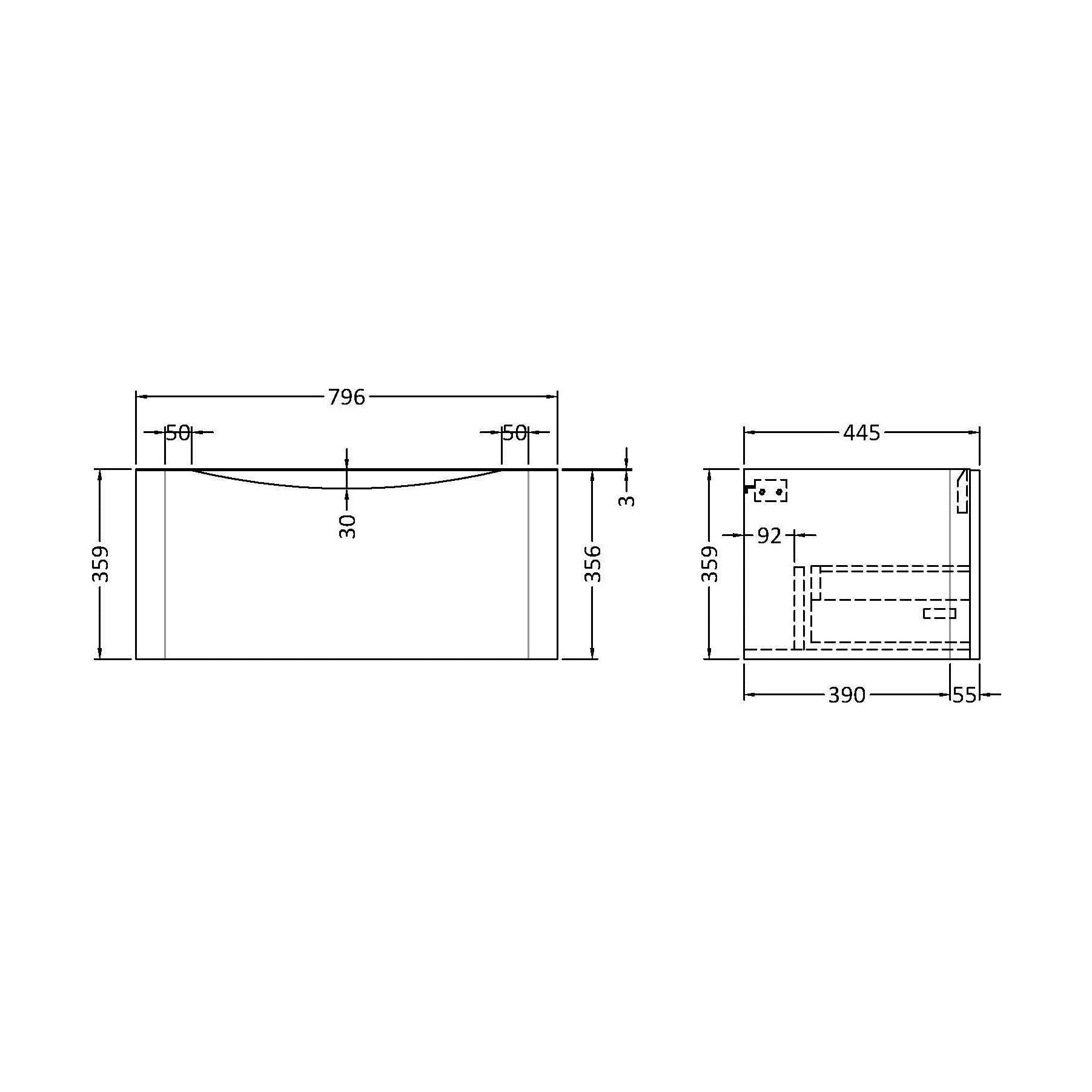 [BFAC896] 800 W/H Single Drawer Unit - Technical Drawing