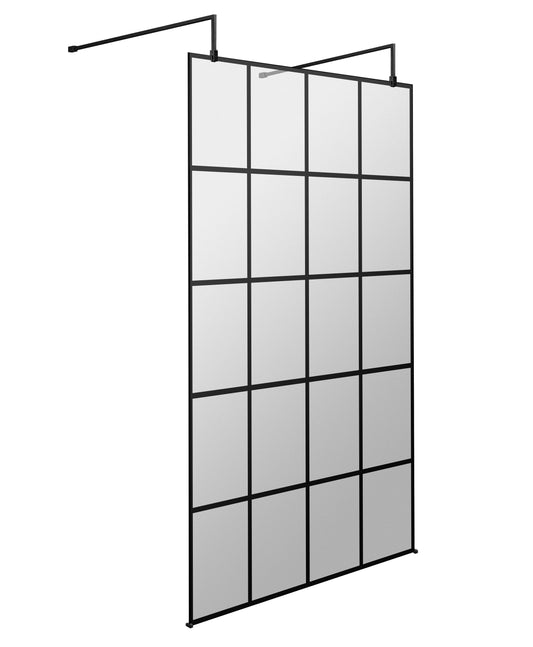 Hudson Reed 1100mm Frame Screen Matt Black Wetroom With Arms And Feet