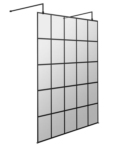 Hudson Reed 1400mm Frame Screen Matt Black Wetroom With Arms And Feet