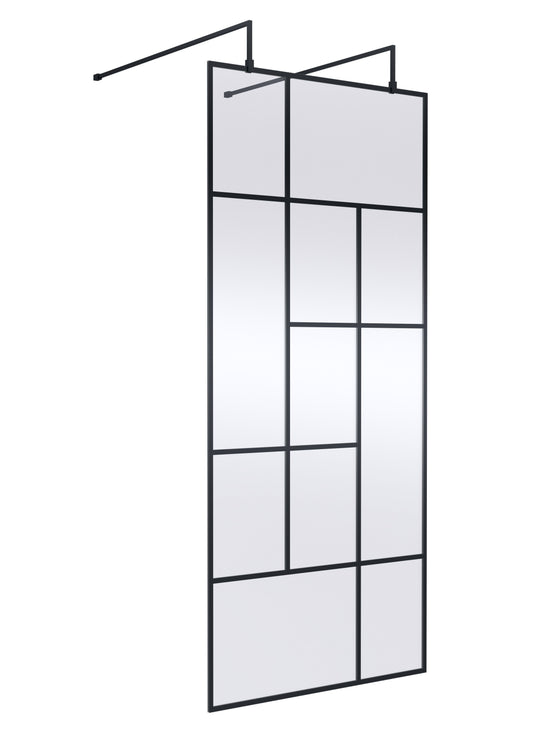 Hudson Reed 950mm Abstract Frame Matt Black Wetroom Screen
