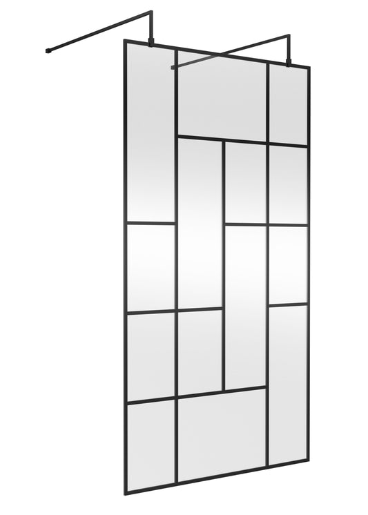 Hudson Reed 1050mm Abstract Frame Matt Black Wetroom Screen