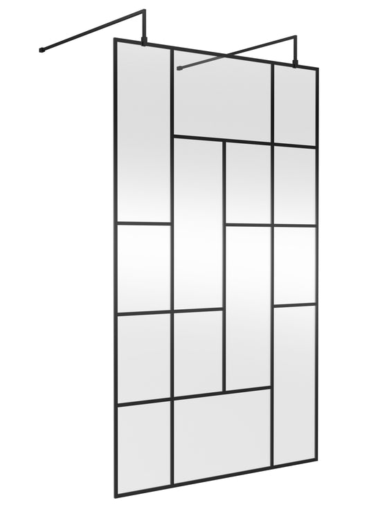 Hudson Reed 1250mm Abstract Frame Matt Black Wetroom Screen