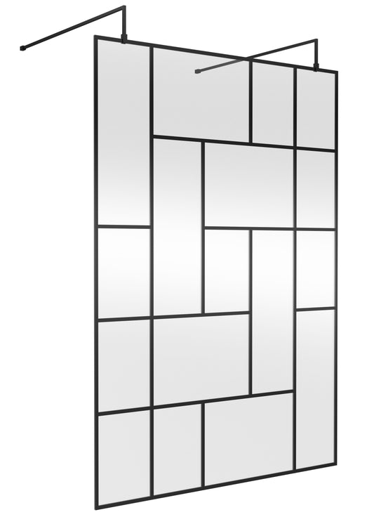 Hudson Reed 1450mm Abstract Frame Matt Black Wetroom Screen