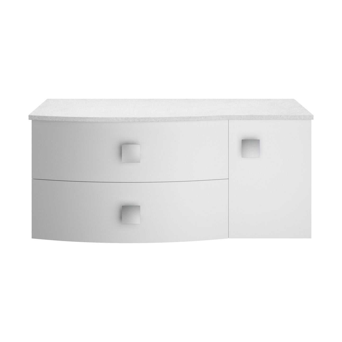 [BFAR103L] Gentleshaw Contemporary Wall Hung Vanity Unit with White Marble Worktop, Moon White, 1000mm - Cutout