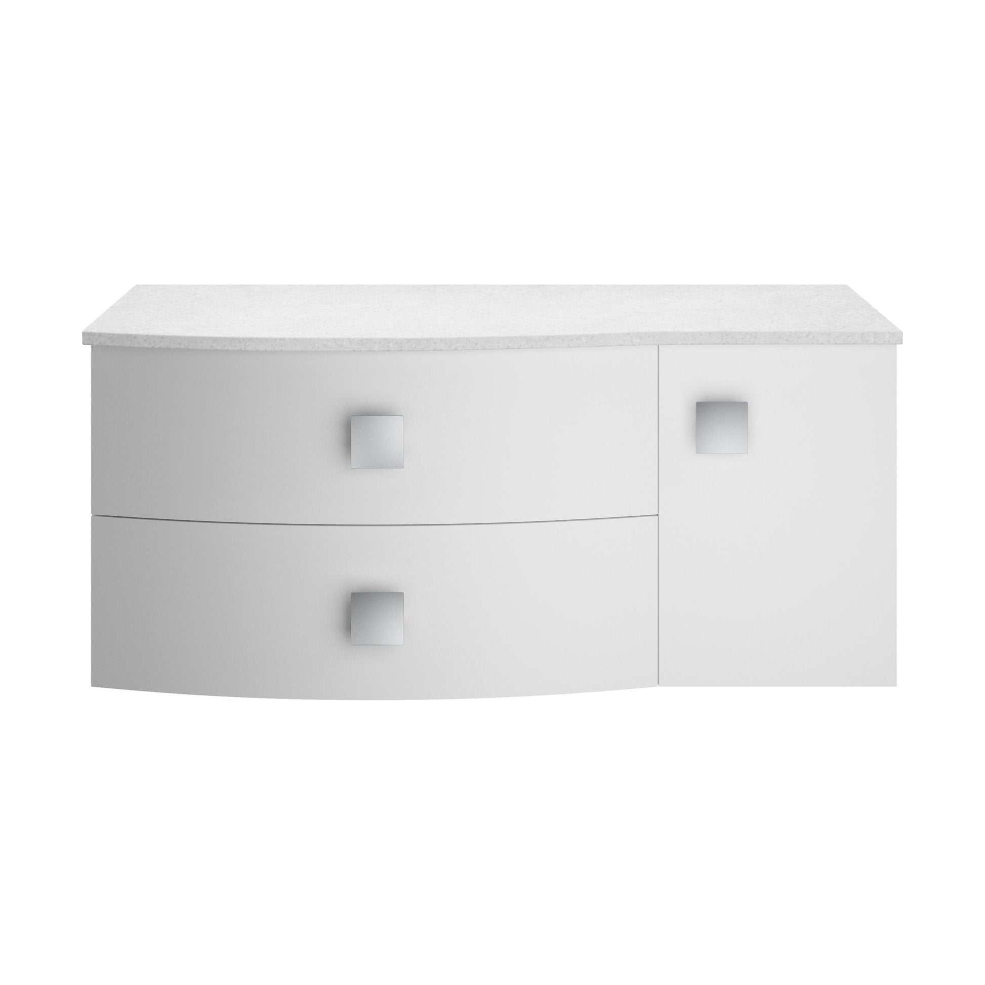 [BFAR103L] Gentleshaw Contemporary Wall Hung Vanity Unit with White Marble Worktop, Moon White, 1000mm - Cutout