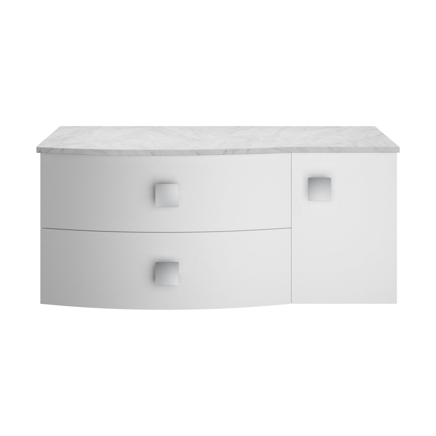 [BFAR105L] Gentleshaw Contemporary Left-Hand Wall Hung Vanity Unit with Grey Marble Worktop, Moon White, 1000mm - Cutout
