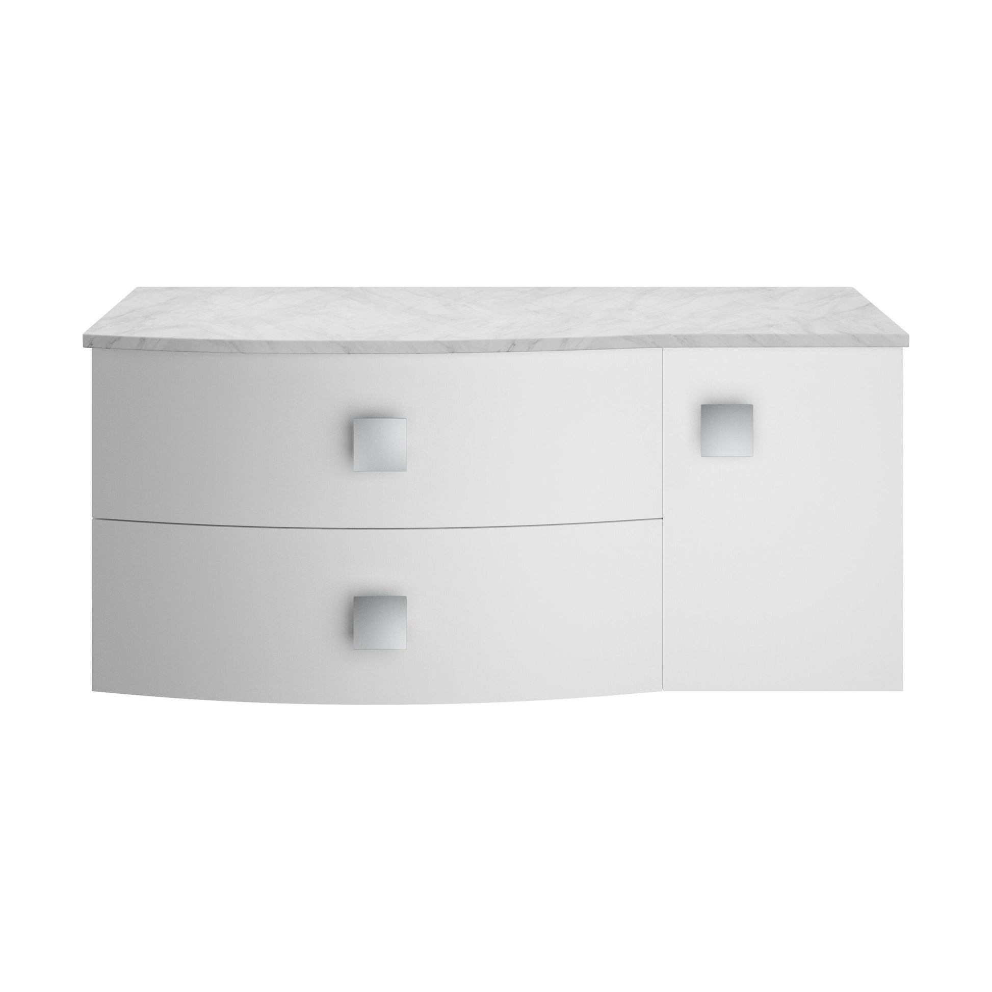 [BFAR105L] Gentleshaw Contemporary Left-Hand Wall Hung Vanity Unit with Grey Marble Worktop, Moon White, 1000mm - Cutout