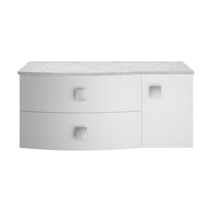[BFAR105L] Gentleshaw Contemporary Left-Hand Wall Hung Vanity Unit with Grey Marble Worktop, Moon White, 1000mm - Cutout