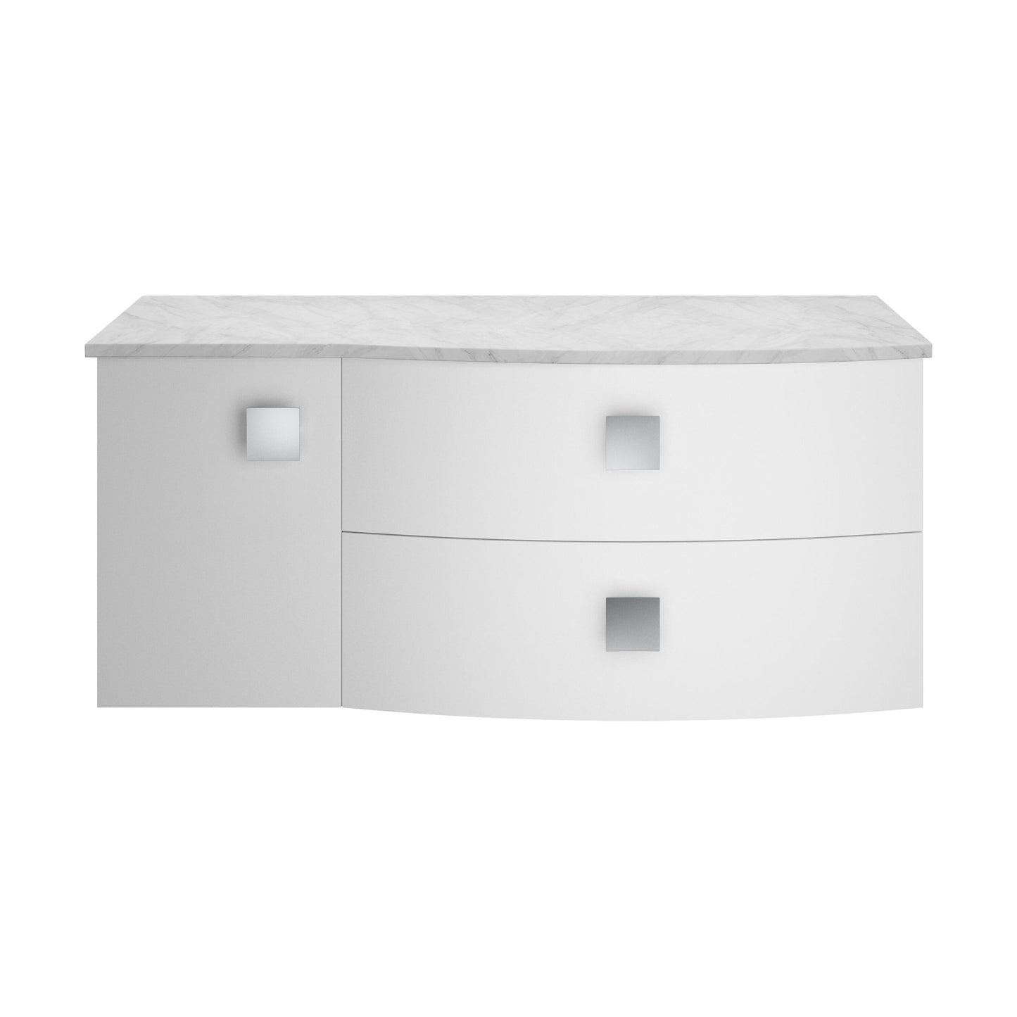 [BFAR105R] Gentleshaw Contemporary Wall Hung Vanity Unit with Grey Marble Worktop, Moon White, 1000mm - Cutout