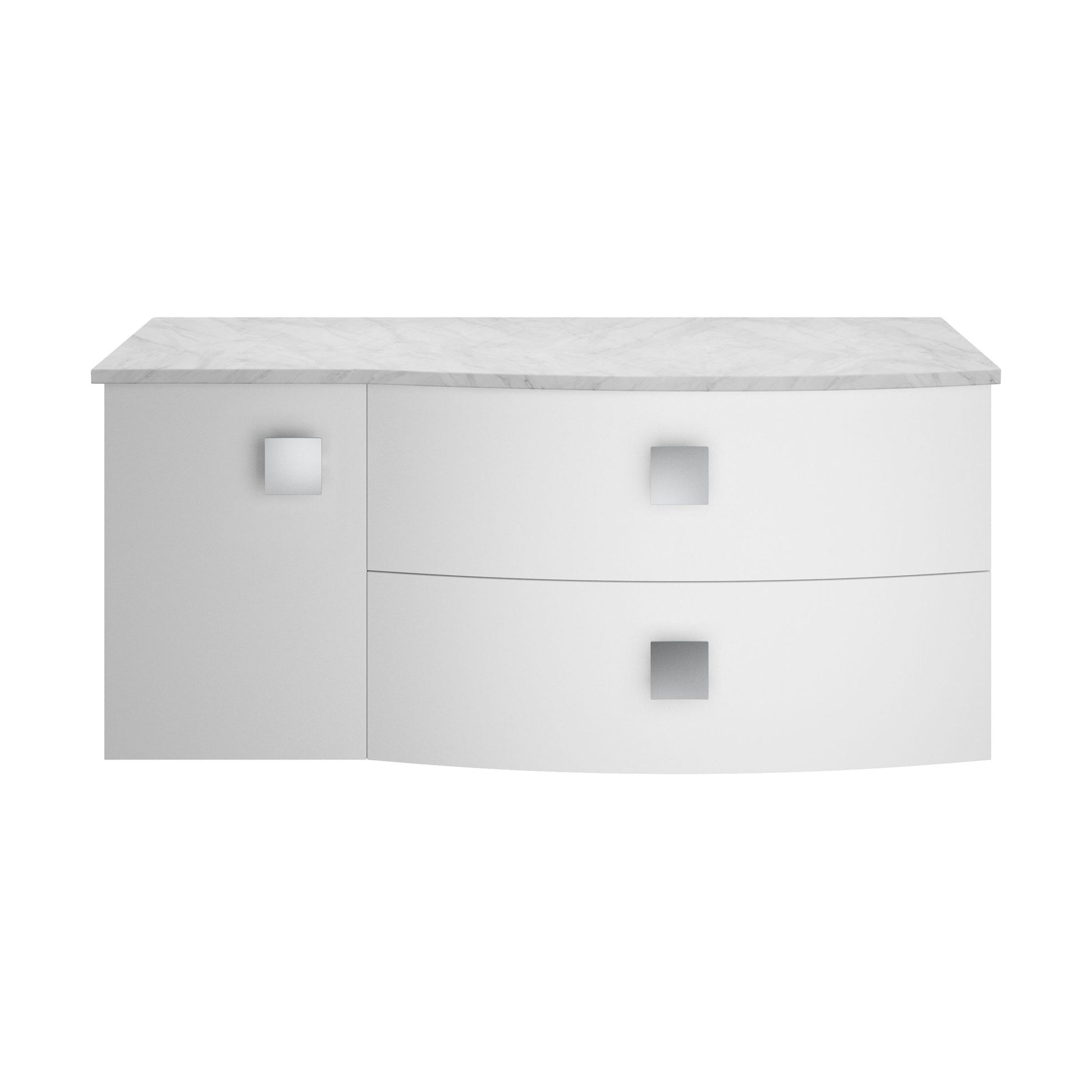 [BFAR105R] Gentleshaw Contemporary Wall Hung Vanity Unit with Grey Marble Worktop, Moon White, 1000mm - Cutout
