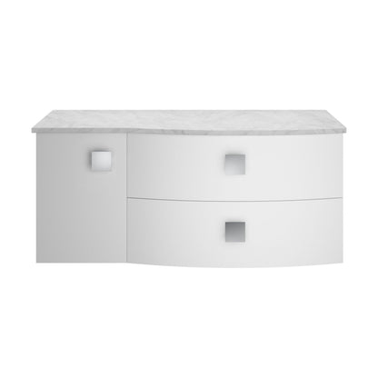 [BFAR105R] Gentleshaw Contemporary Wall Hung Vanity Unit with Grey Marble Worktop, Moon White, 1000mm - Cutout