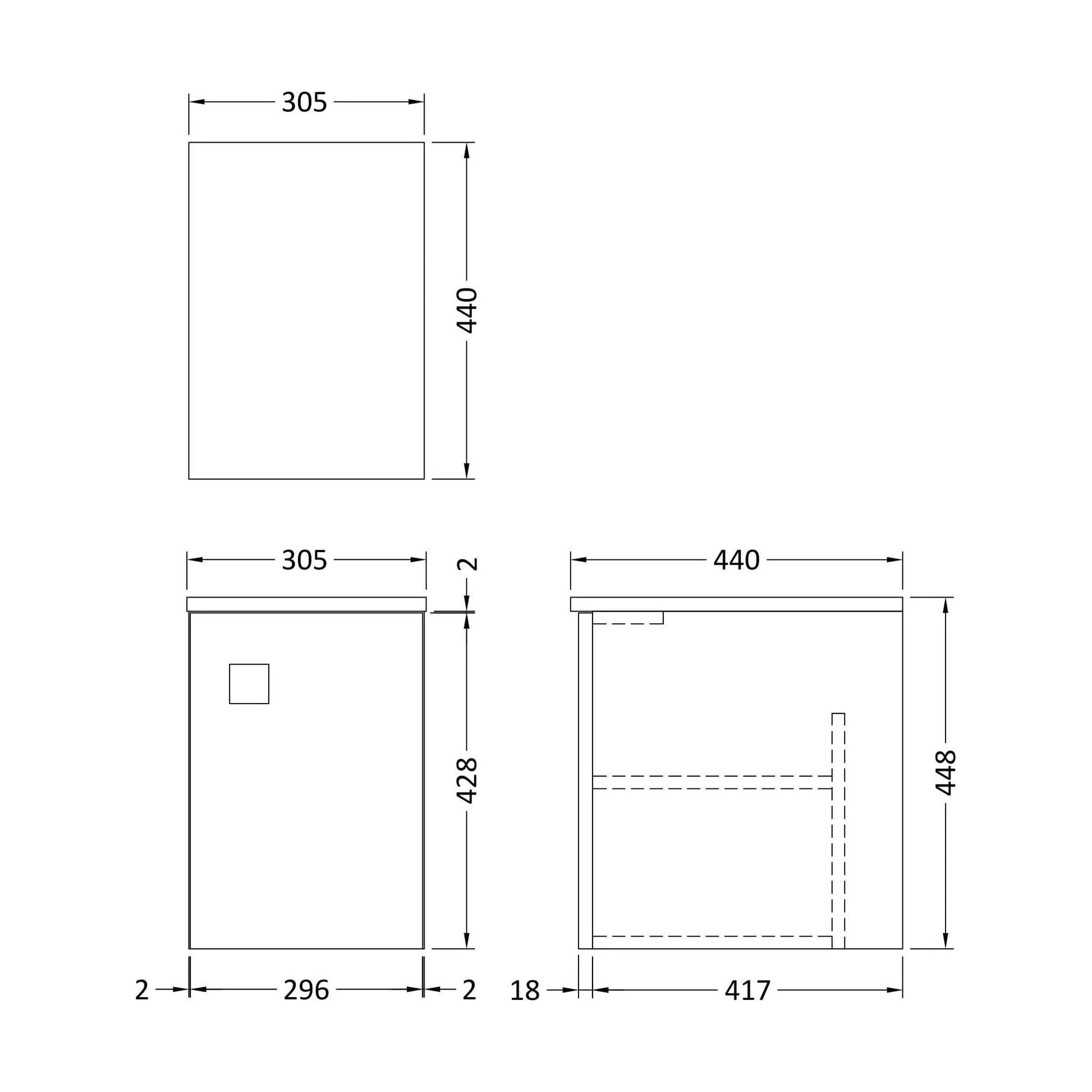 [BFAR160] 300 W/H Side Cabinet - Technical Drawing
