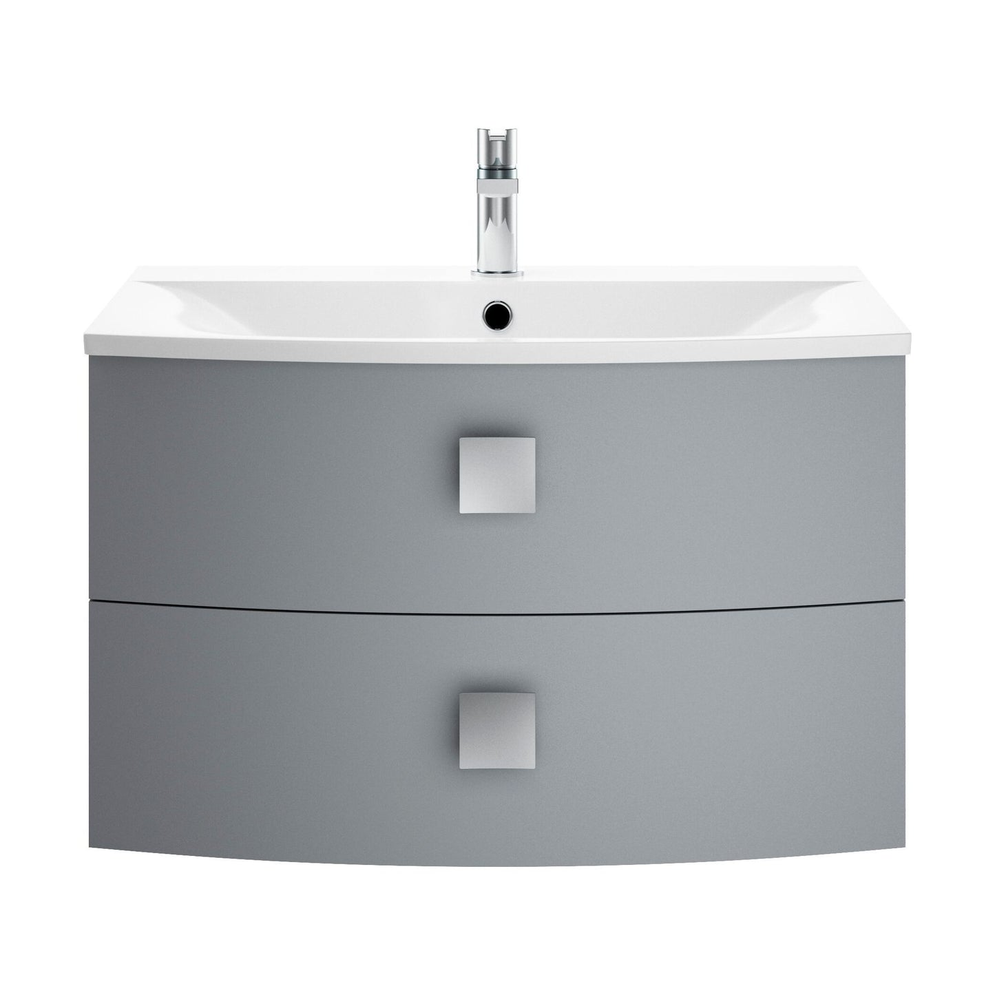 [BFAR201] Gentleshaw Contemporary 2 Drawer Wall Hung Vanity Unit with Curved Basin, Dove Grey, 700mm - Cutout