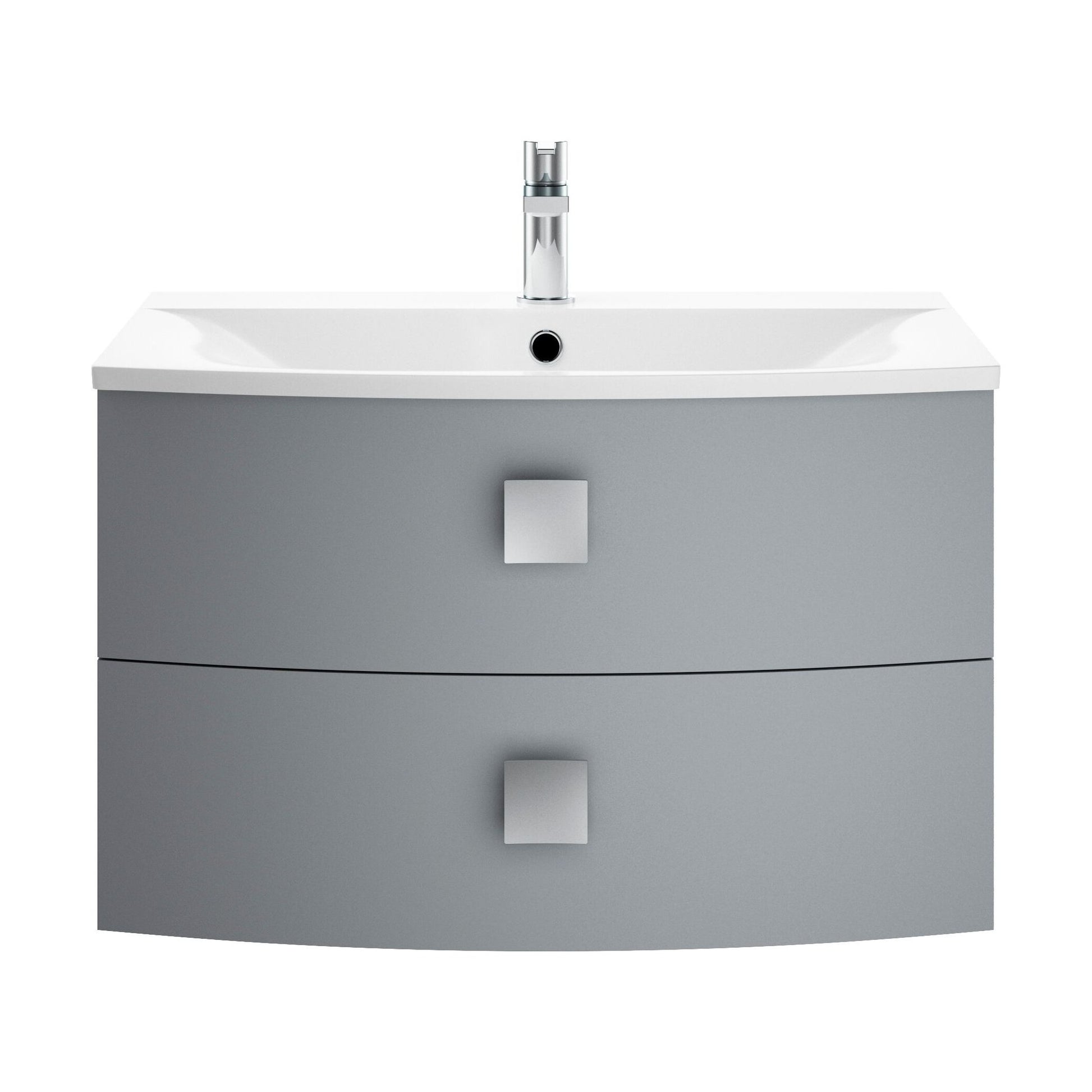 [BFAR201] Gentleshaw Contemporary 2 Drawer Wall Hung Vanity Unit with Curved Basin, Dove Grey, 700mm - Cutout