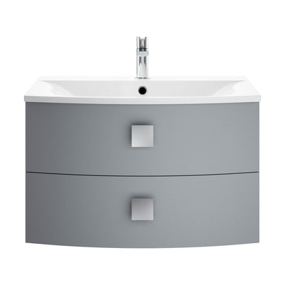 [BFAR201] Gentleshaw Contemporary 2 Drawer Wall Hung Vanity Unit with Curved Basin, Dove Grey, 700mm - Cutout