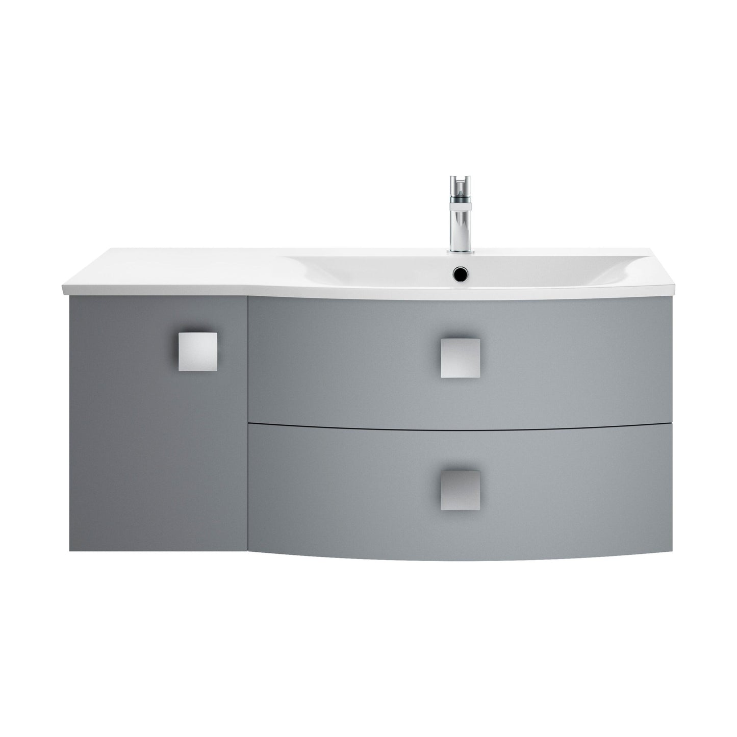 [BFAR202R] Gentleshaw Contemporary 1 Door 2 Drawer Right-Hand Wall Hung Vanity Unit with Curved Basin, Dove Grey, 1000mm - Cutout