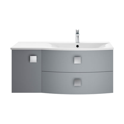 [BFAR202R] Gentleshaw Contemporary 1 Door 2 Drawer Right-Hand Wall Hung Vanity Unit with Curved Basin, Dove Grey, 1000mm - Cutout